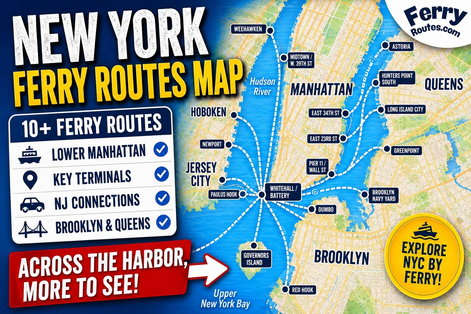 NYC Ferry Map: New York City Routes & Terminals